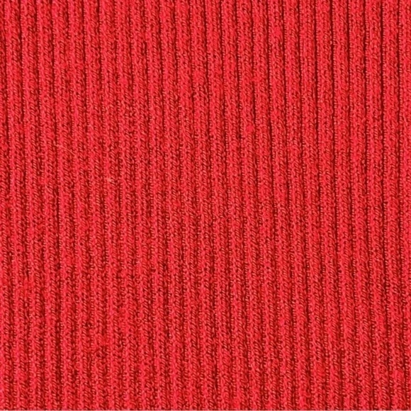 Lafayette 148 | Red Ribbed Knit V-Neck Sweater, Small - Picture 2 of 6